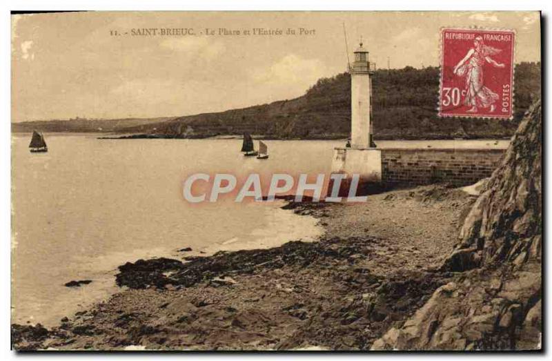 Old Postcard Saint Brieuc Lighthouse And I & # 39Entree Du Port