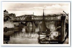 c1920's Bremerhaven Geeste Bridge Germany Antique Posted RPPC Photo Postcard