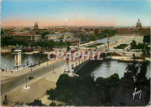 Modern Postcard Paris Strolling Alexandre III Bridge and Esplanade invalid
