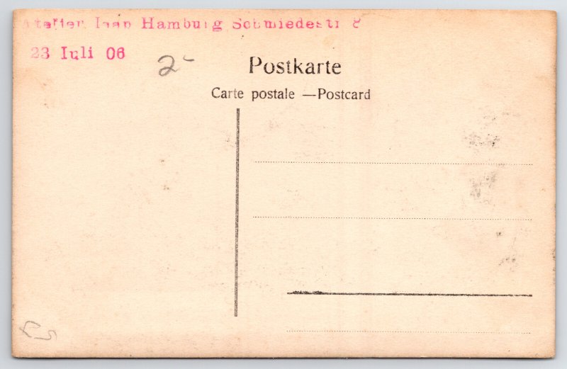 Hamburg~Maître d’Hôtel~Chef Kitchen Staff~Croquembouche~Schmiedestraße~RPPC 1906