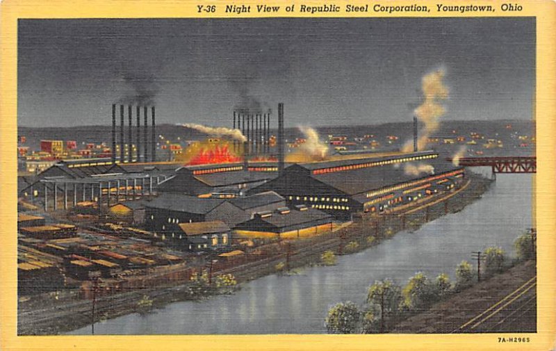 Republic Steel Corporation, Night Youngstown, Ohio OH