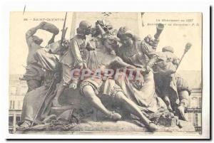 Saint Quentin Old Postcard Monument 1557 Bas Relief from behind