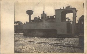 Real Photo, Old Yard Locomotive, RPPC, USA X001 on Side, Old Postcard