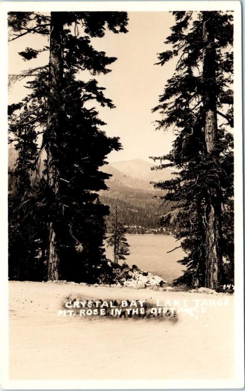 RPPC   CRYSTAL BAY, NV Nevada  View of LAKE TAHOE & MT ROSE  c1930s  Postcard