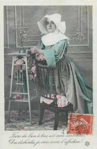 Set of 6 postcards 1907 pious woman religious faith cross nun christianity