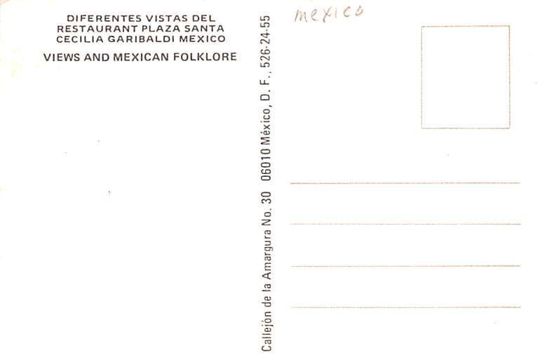 Plaza Santa Cecilla Mexico Tarjeta Postal Unused 