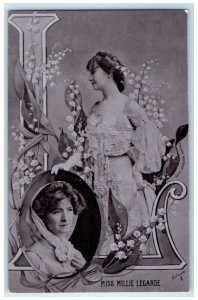 c1910's Pretty Woman Miss Millie Legarde Actress Silverette Tuck's Postcard