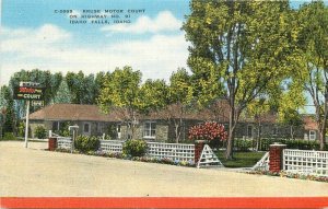 Kruse Motor Court roadside 1940s Idaho Falls Idaho Postcard Kropp linen 9568