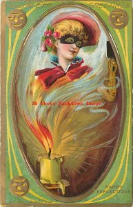 Halloween, AP Co No 303-1 Gold, Happy Reflections, Woman Arising from Smoke