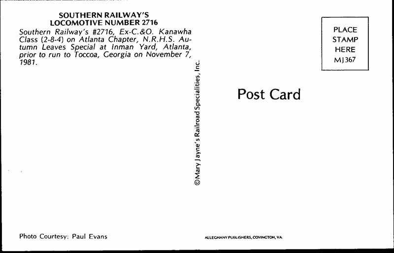 Postcard TRAIN SCENE Toccoa Georgia GA AK8944