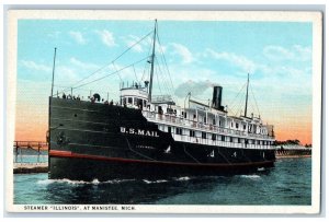 c1930's Steamer Illinois US Mail Manistee Michigan MI Unposted Vintage Postcard