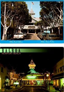 2~4X6 Postcards Newport Beach, CA California BALBOA BEACH PAVILION Day & Night