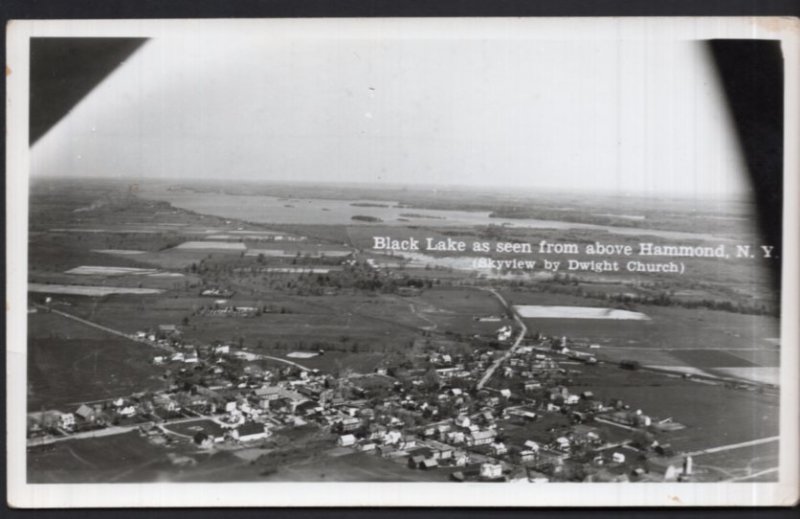 NY HAMMOND Black Lake from above Skyview by Dwight Church - RPPC - EKC 1939-1950