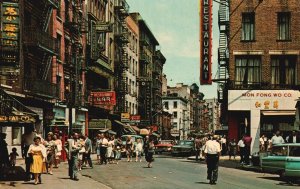 Vintage Postcard Walk Along Chinatown Winding Streets Curio Shops New York City