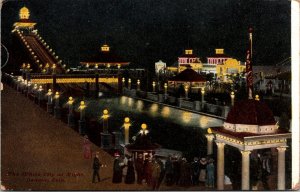 Postcard Night Time View of White City, Denver, Colorado