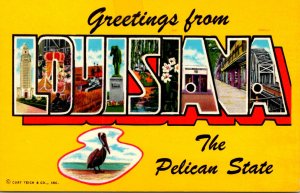 Louisiana Greetings From Large Letter Chrome 1954 Curteich