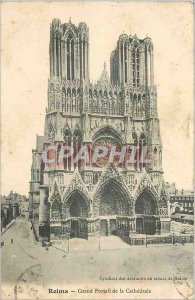 Old Postcard Reims Grand Portal of the Cathedral