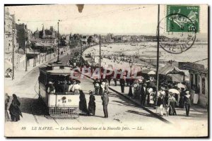 Postcard Old Tram Train Le Havre Maritime Boulevard and the new pier