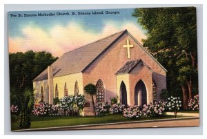 Vintage 1940s Postcard St Simons Methodist Church St Simons Island Georgia