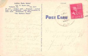 Ashley Oaks Motel Valdosta Georgia 1952 linen postcard