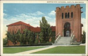 Santa Fe NM Scottish Rite Cathedral Linen Postcard