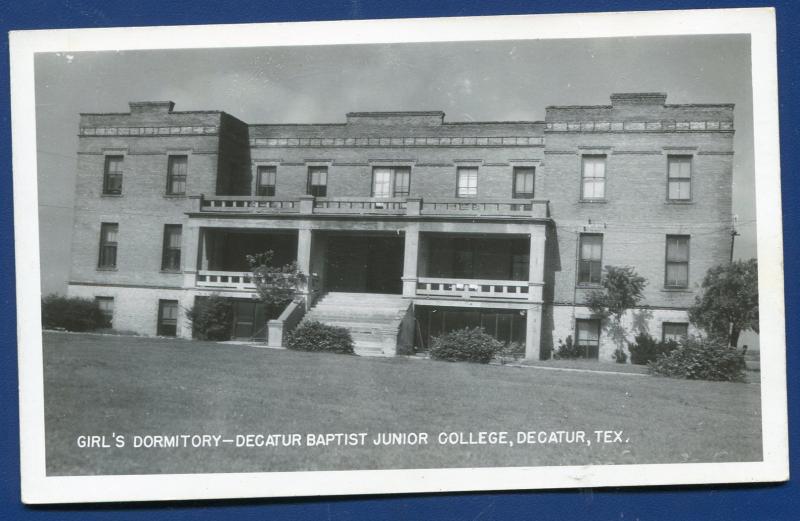 Decatur Texas tx Baptist Junior College Girls Dormitory real photo postcard RPPC