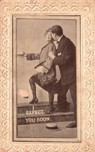 Vintage Postcard Lovers Couple Romance Sweet Love I Expect You Soon