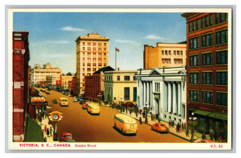 Victoria B. C. Canada Douglas Street Vintage Standard View Postcard