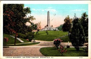 Postcard CEMETERY SCENE Springfield Illinois IL AO4630