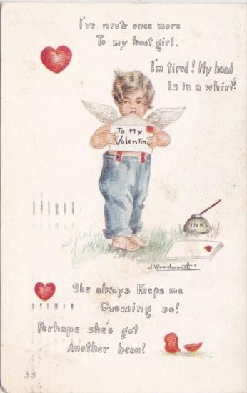 Valentine's Day Cupid Mailing Letter 1914 Signed Woodworth