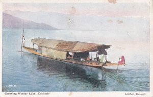 Barge At Woolar Lake Crossing Kashmir India Antique Boat Postcard