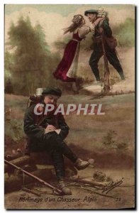 Old Postcard Militaria Alpine Corps Tribute Female Alsace