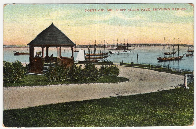 Portland, Me, Fort Allen Park, Showing Harbor