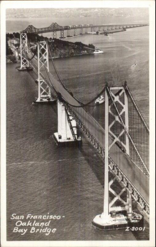 San Francisco-Oakland Bay Bridge CA Real Photo Postcard