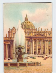 Postcard St. Peter's Square Fountain, Rome, Italy