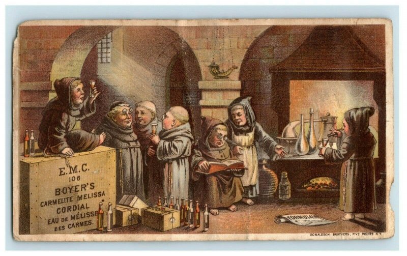 1880's Boyer's Carmelite Melissa Cordial Quack Medicine Vintage Trade Card F96 