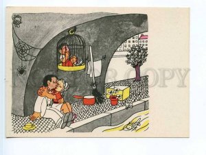 251851 Jean Effel caricature boy in a cage russian