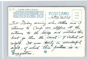 1927  Steamer at Night  Cape Cod  Canal   Massachusetts   Postcard