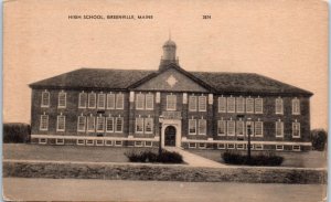 1940s High School Greenville Maine Postcard