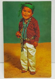 Navajo Indian Boy Turquoise Vintage Postcard