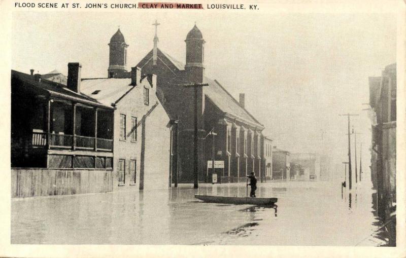 KY - Louisville. 1937 Flood. St John's Church, Clay and Market