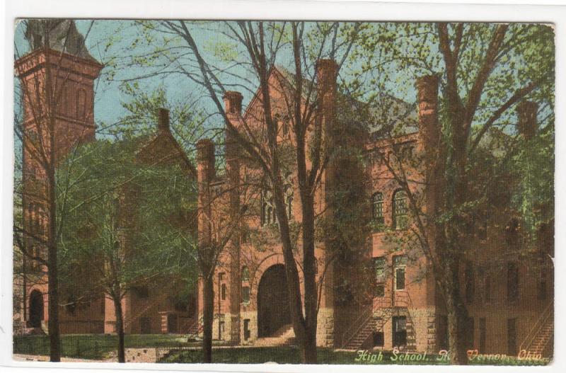 High School Mt Vernon Ohio 1911 postcard