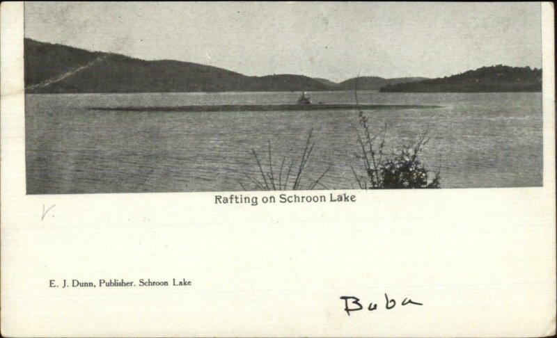 Rafting on Schroon Lake NY c1905 Postcard 