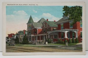 Palmyra, Pennsylvania Residences on Main St Antique Cars Postcard B6