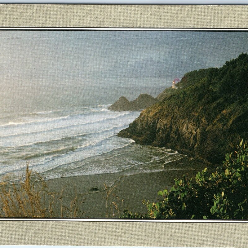 c1980s Florence, OR Heceta Head Lighthouse Oregon Coast Stormy Clouds 4x6 PC M15