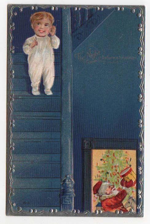 Vintage Christmas Greetings Post Card, The Night Before Christmas No. 15
