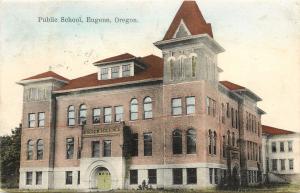 Hand-Colored Postcard; Public High School, Eugene OR Posted 1908