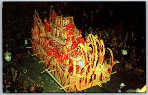 Postcard Mobile Alabama AL Mardi Gras Parade 1950s Chrome Vtg Rare Scenic