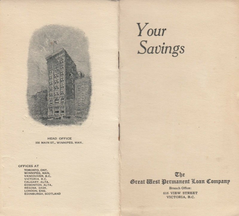 WINNIPEG, Manitoba, Canada, 1900-10s ; Great West Permanent Loan Co. Booklet