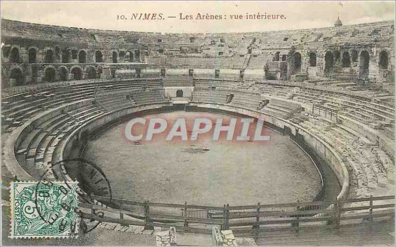 Old Postcard Nimes Arenes The inside view
